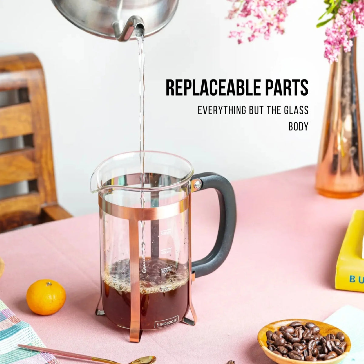 Vintage French Press Coffee Maker — Copper, 600ml