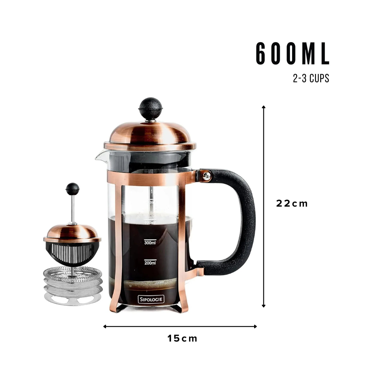 Vintage French Press Coffee Maker — Copper, 600ml
