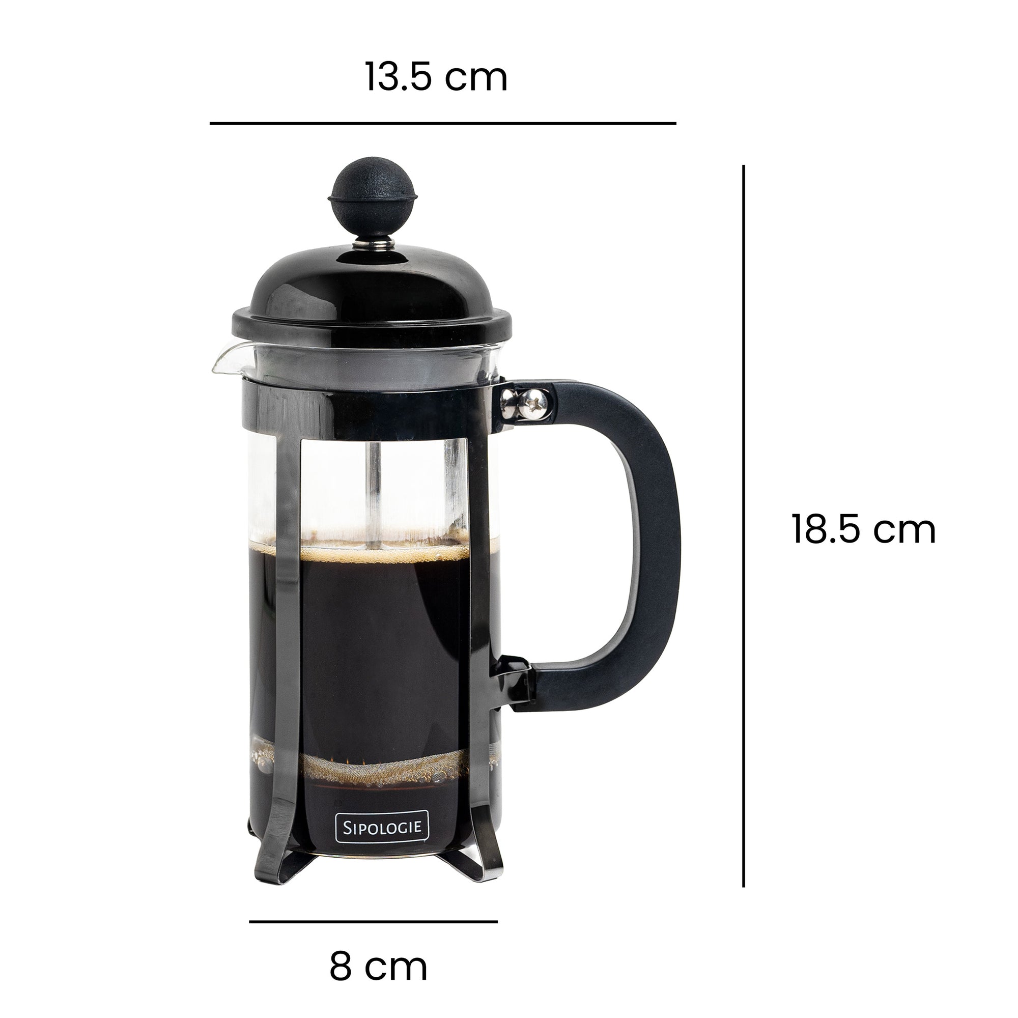 Vintage French Press Coffee Maker, Black - 350ml