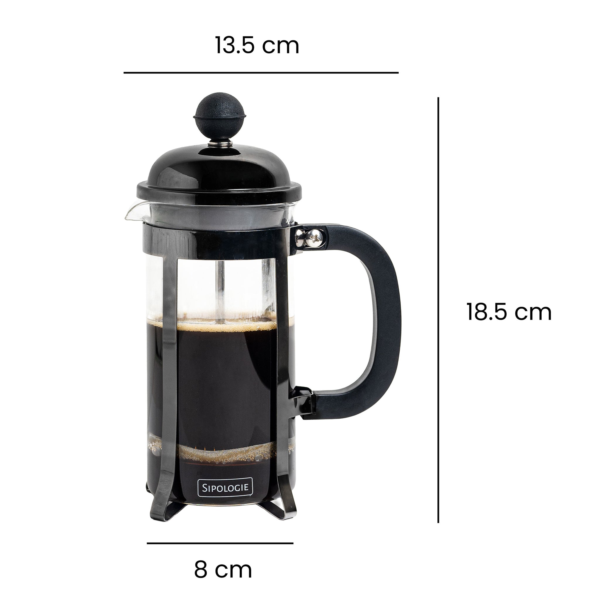 Vintage French Press Coffee Maker, Black - 350ml