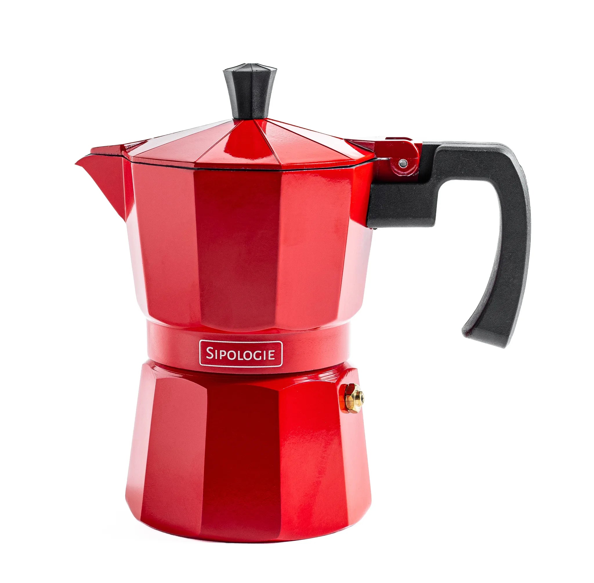 Sipologie 180ml aluminium Moka Pot in red for stovetop espresso brewing