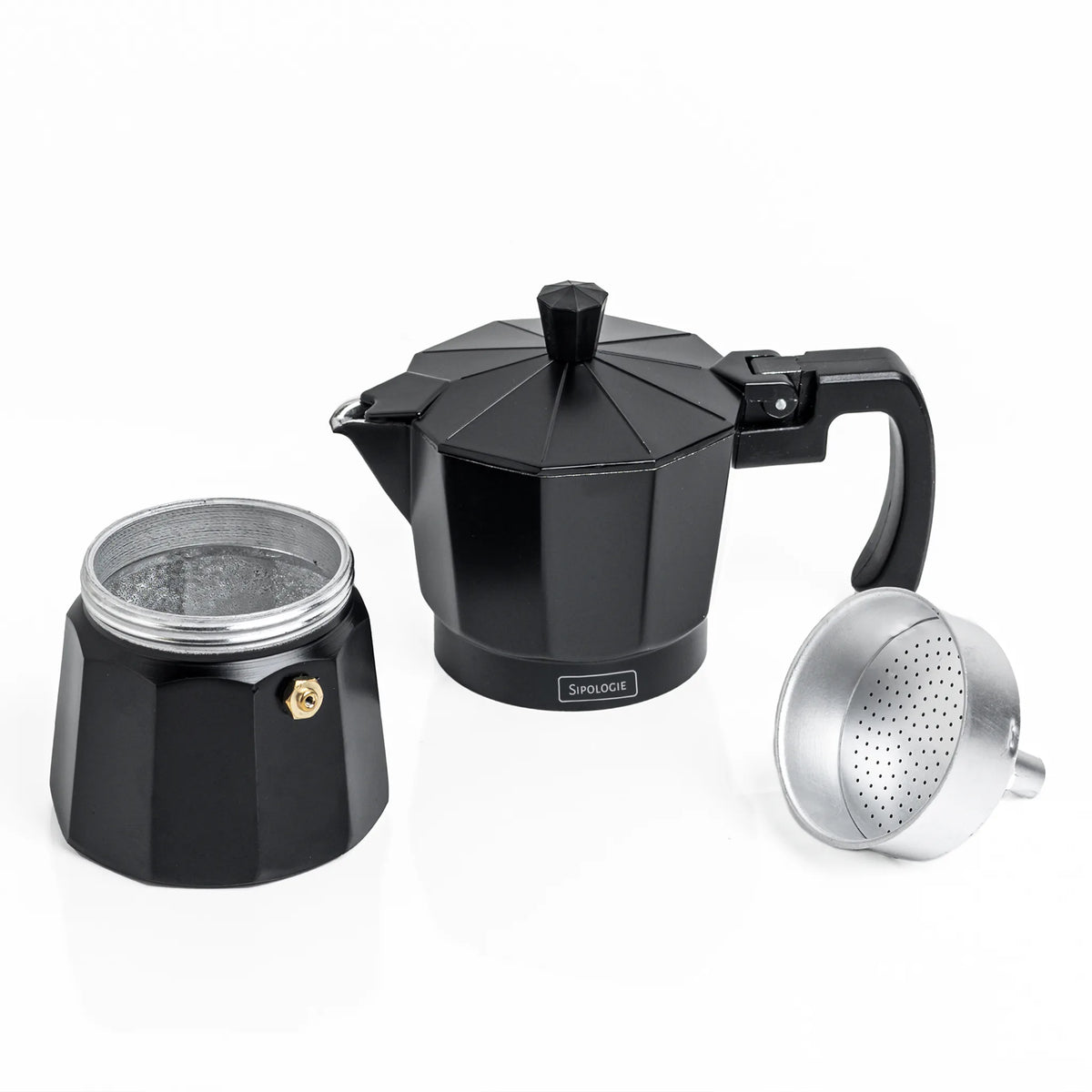 Roma Moka Pot Espresso Maker, Black - 180 ml