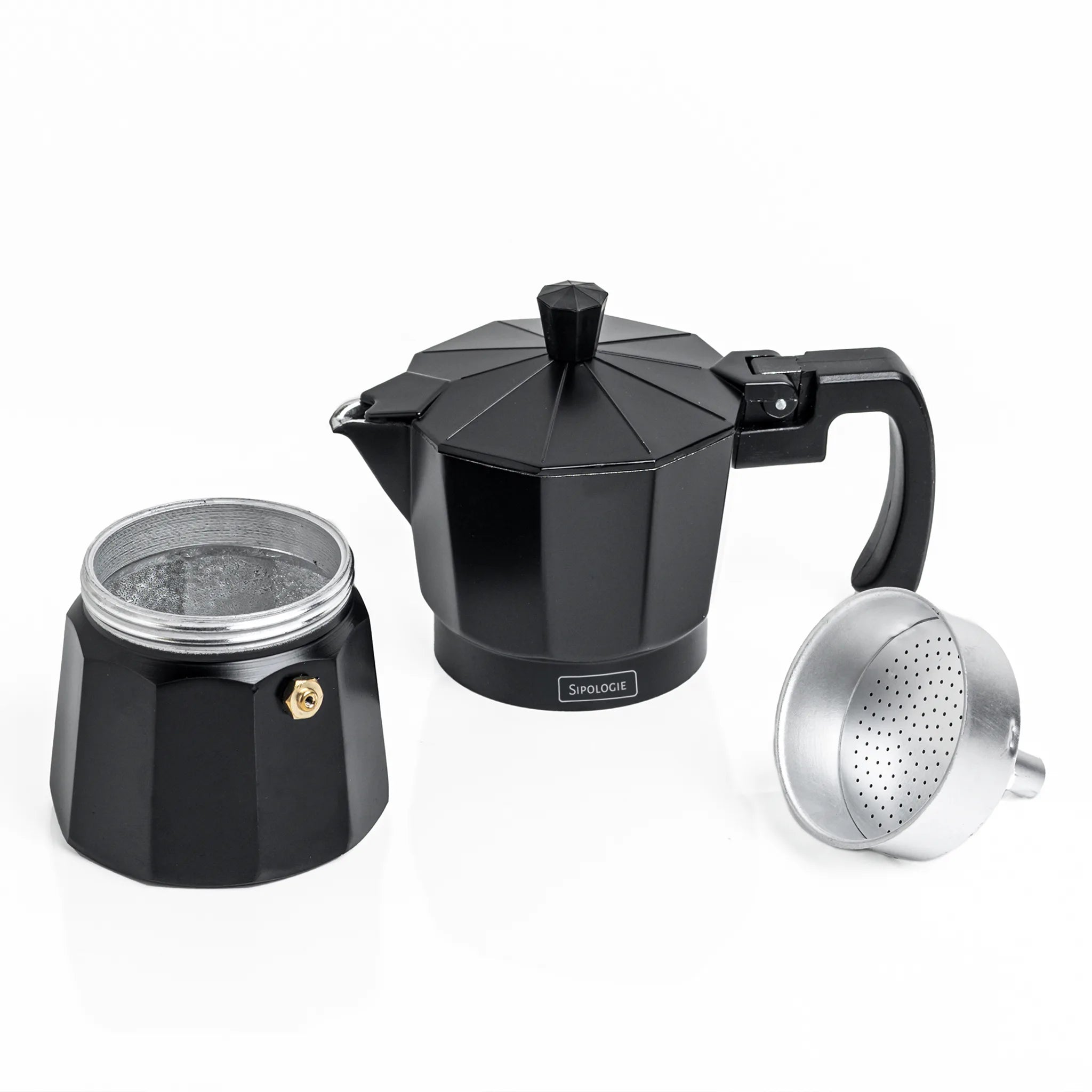 Roma Moka Pot Espresso Maker, Black - 180 ml