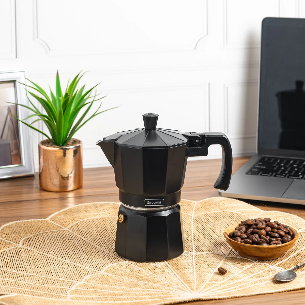 Roma Moka Pot Espresso Maker, Black - 180 ml