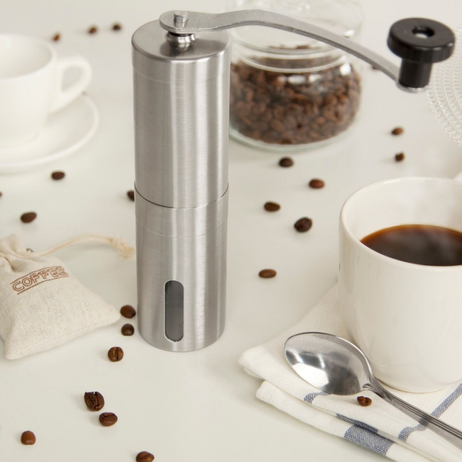 Mill Coffee Bean Grinder: Premium Stainless Steel Design with High-Quality Ceramic Blades