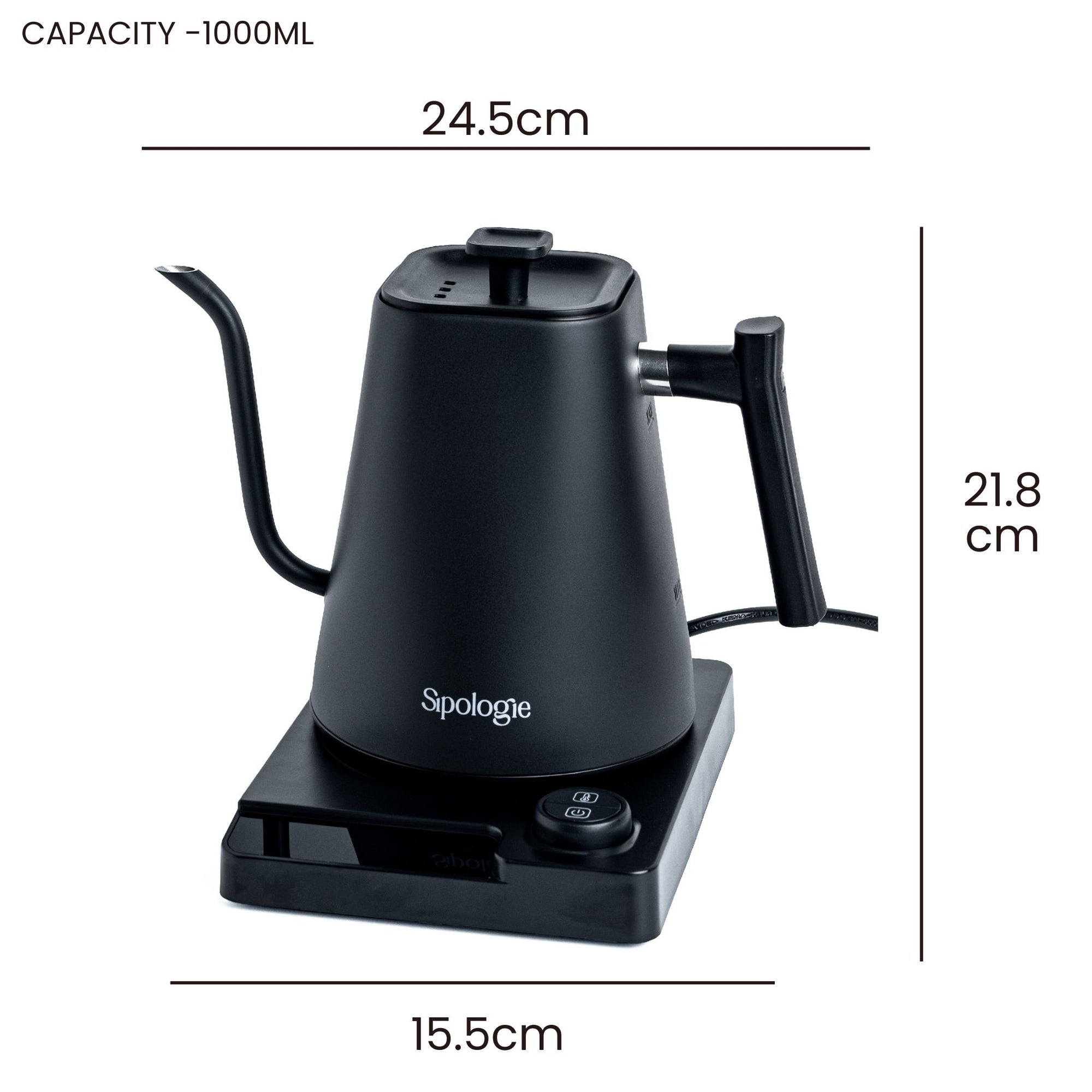 Sipologie Precision Electric Gooseneck Kettle - 1000ml