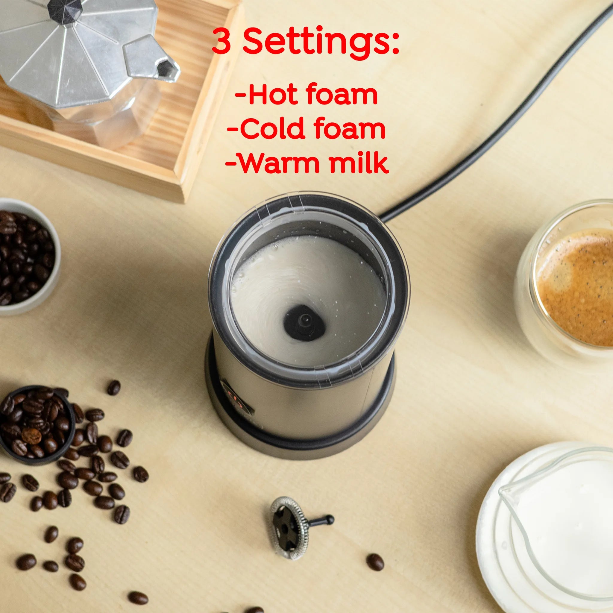 Sipologie Cafe Silk Milk Frother - 240ml heating & 130ml frothing