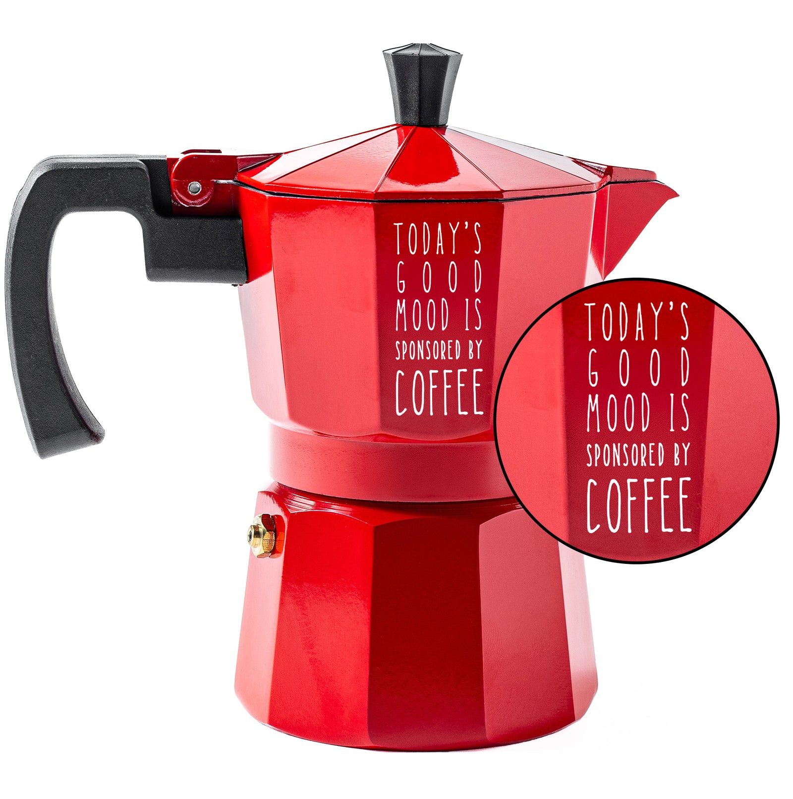 Roma Moka Pot Espresso Maker, Red (180 ml) - Mood By Coffee