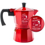 Roma Moka Pot Espresso Maker, Red (180 ml) - Coffee Fixes Everything