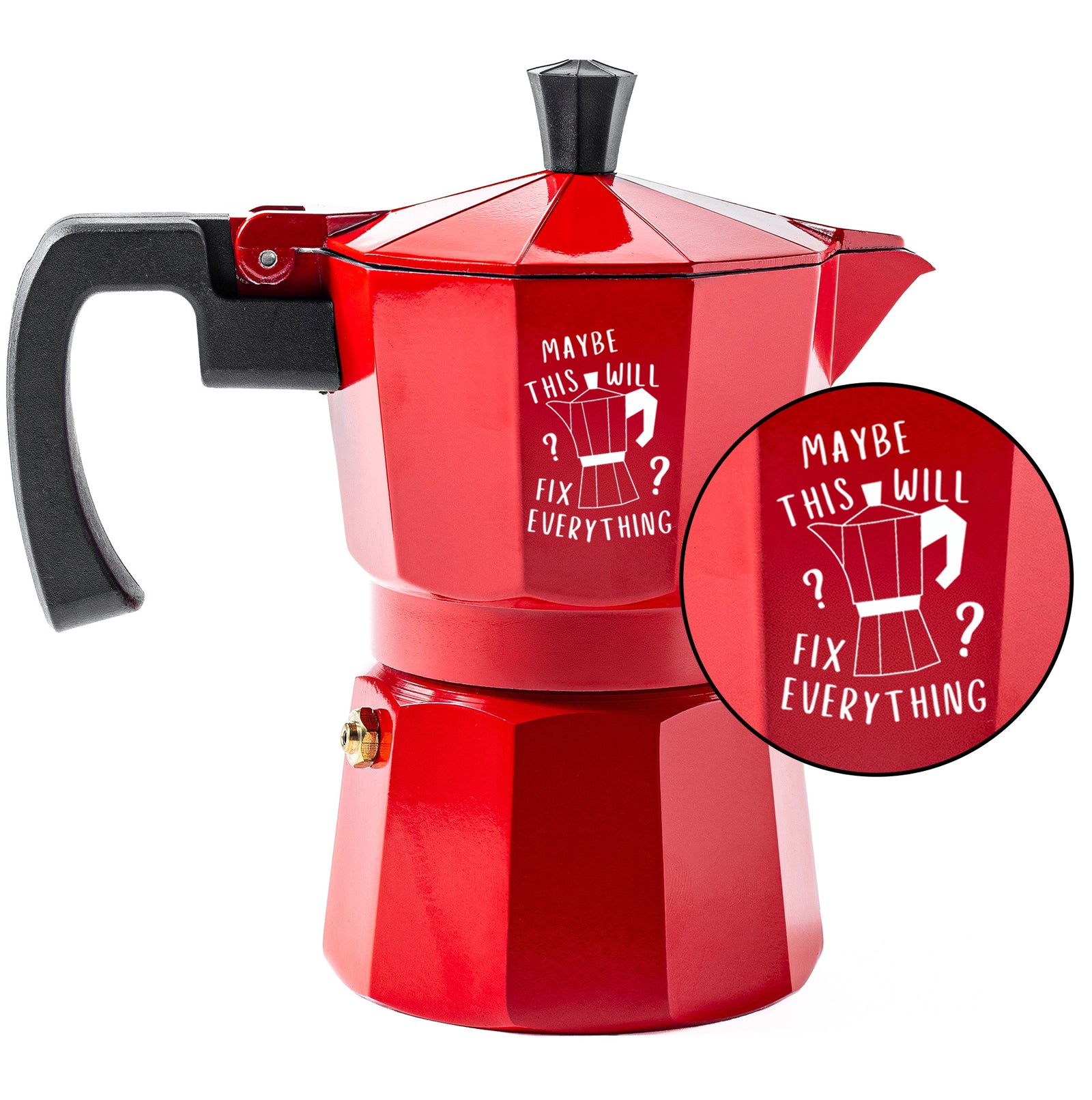 Roma Moka Pot Espresso Maker, Red (180 ml) - Coffee Fixes Everything