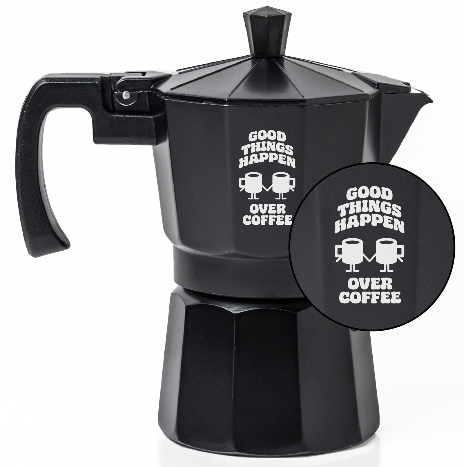 Roma Moka Pot Espresso Maker, Black (180 ml) - Good Things Over Coffee