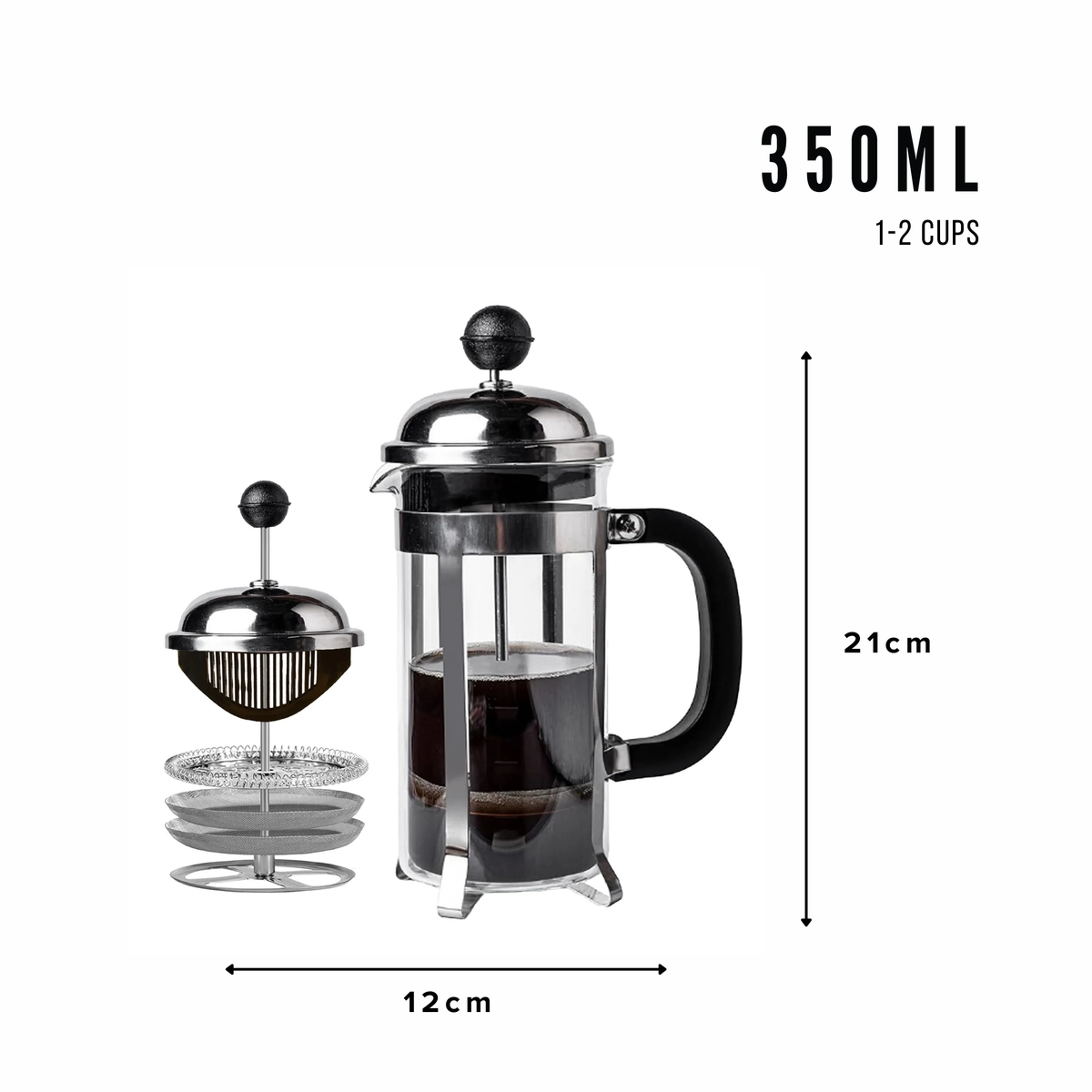 Vintage French Press Coffee Maker — Silver, 350ml