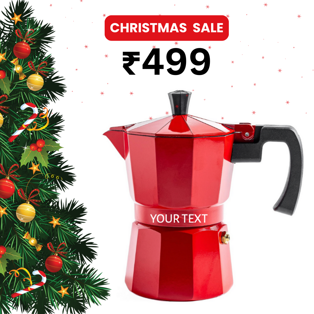 Roma Moka Pot Espresso Maker, Red - 180 ml (CUSTOMISATION)
