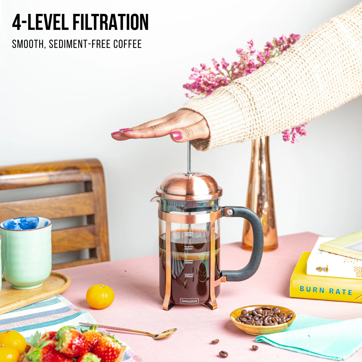 Vintage French Press Coffee Maker — Copper, 600ml