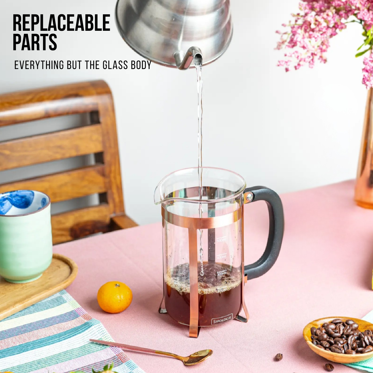 Vintage French Press Coffee Maker — Copper, 600ml