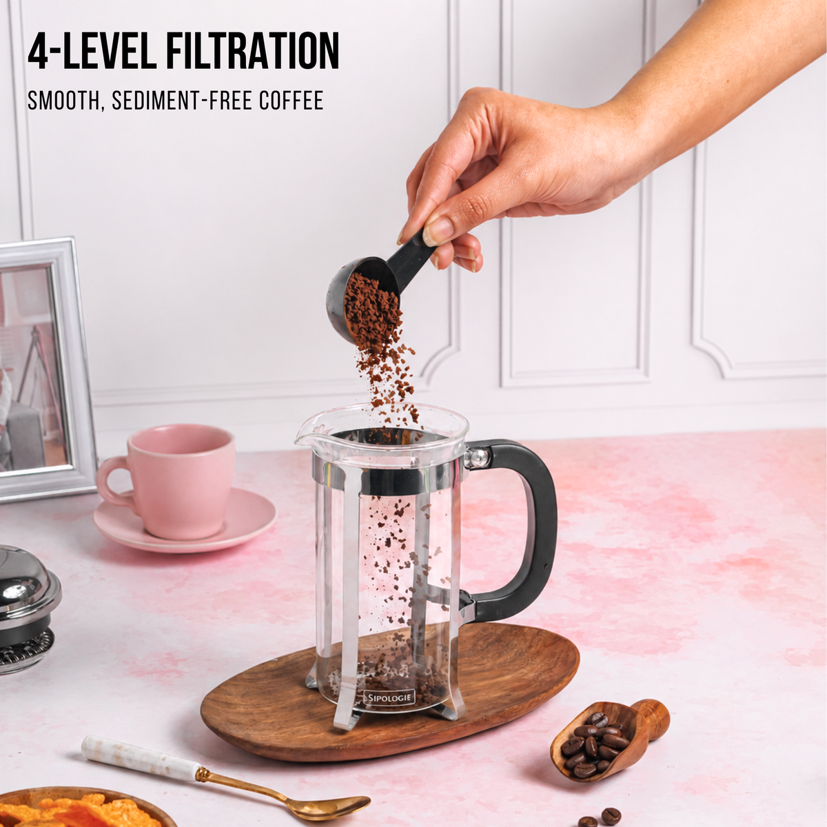 Vintage French Press Coffee Maker — Black, 350ml