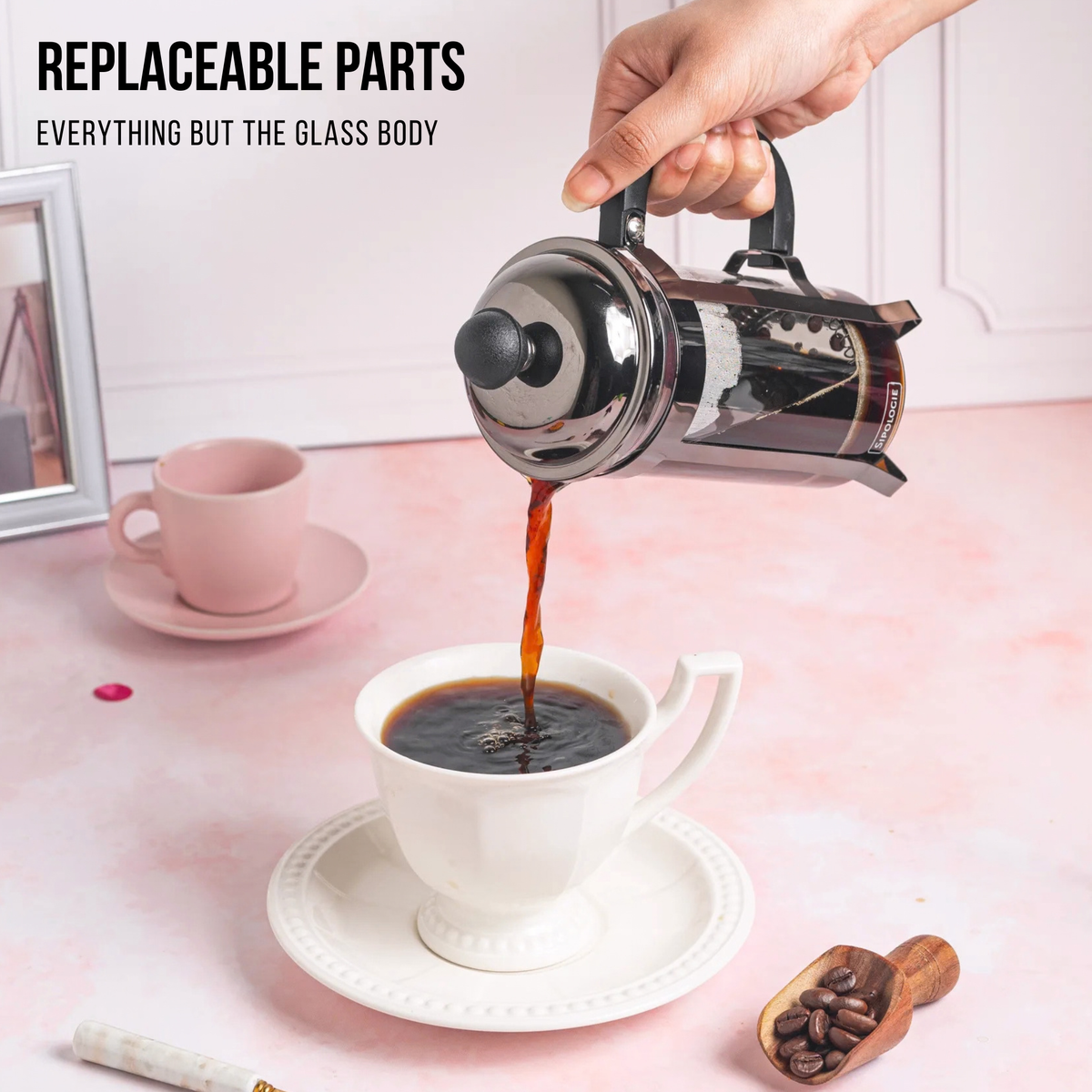 Vintage French Press Coffee Maker — Black, 350ml