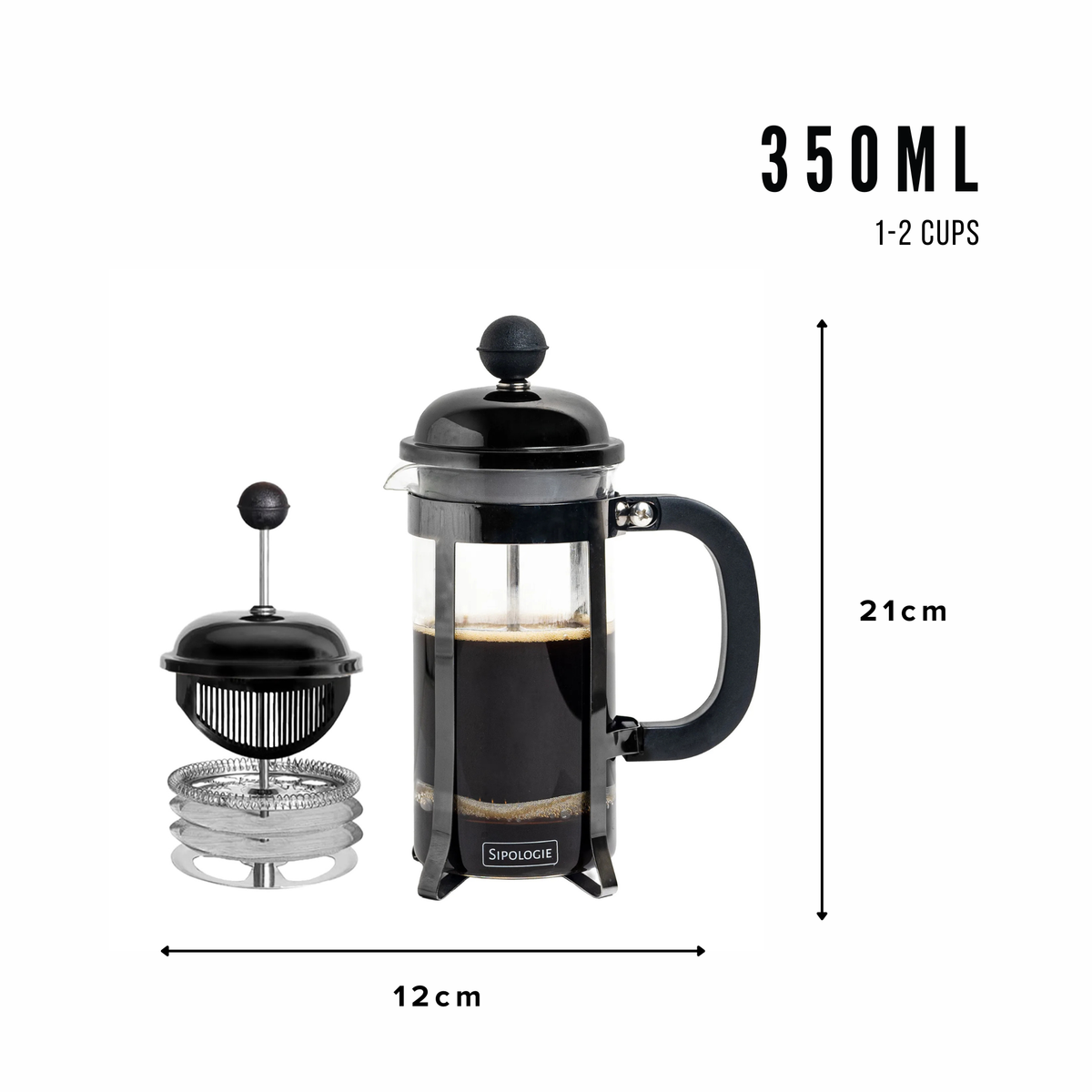 Vintage French Press Coffee Maker — Black, 350ml