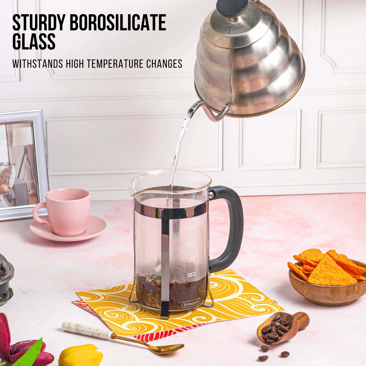 Vintage French Press Coffee Maker — Black, 600ml
