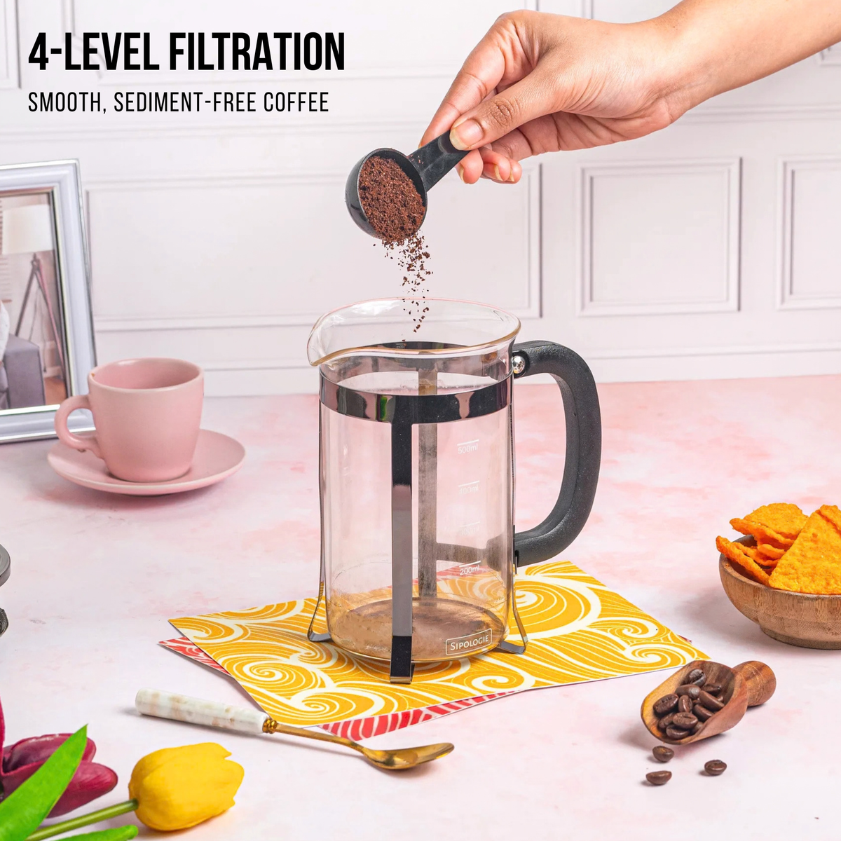 Vintage French Press Coffee Maker — Black, 600ml