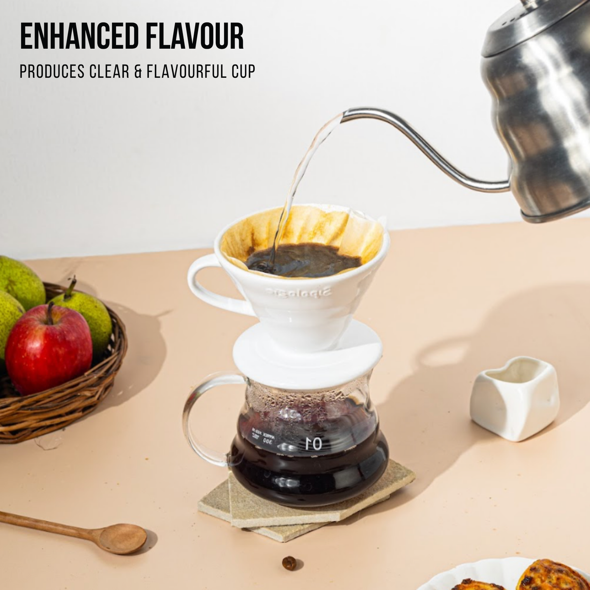 Clarity Pour Over V60 Drip Coffee maker - 50 Filters Included
