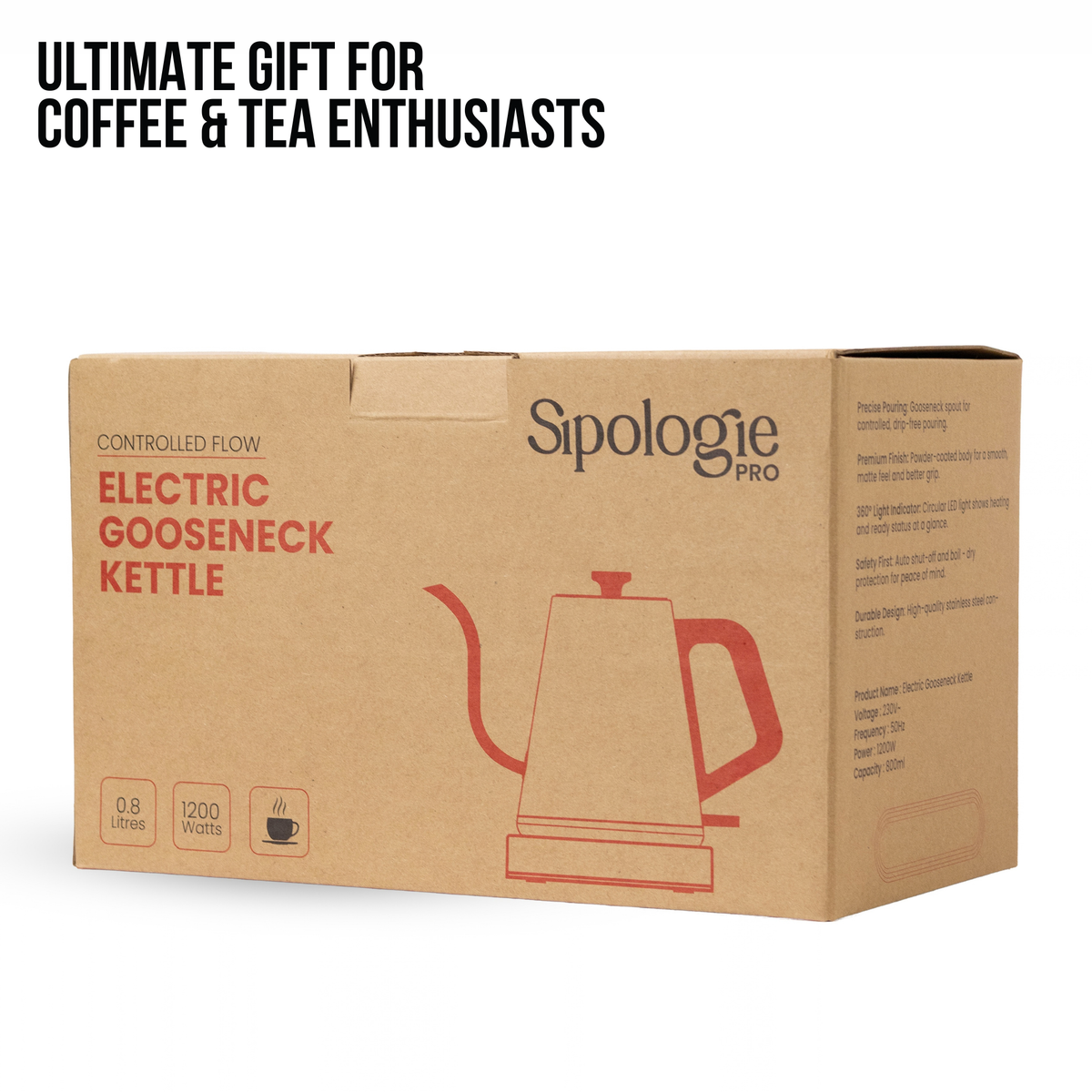 Sipologie Flow Electric Gooseneck Kettle - 800ml