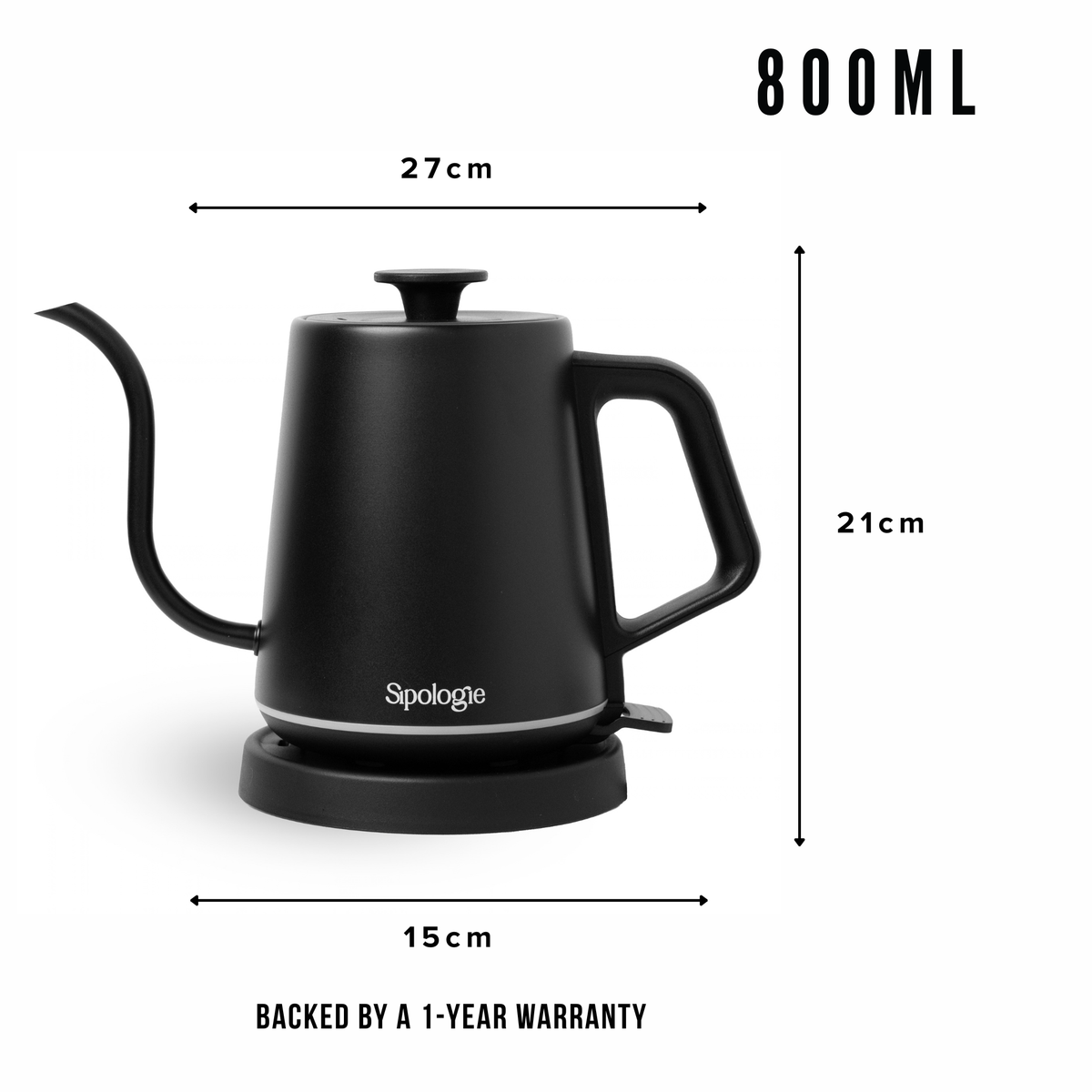 Sipologie Flow Electric Gooseneck Kettle - 800ml