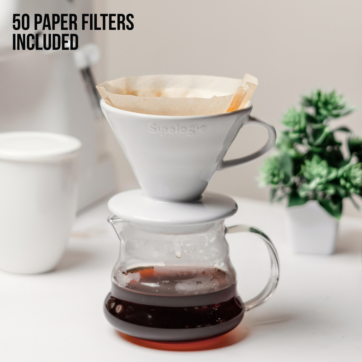 Clarity Pour Over V60 Drip Coffee maker - 50 Filters Included