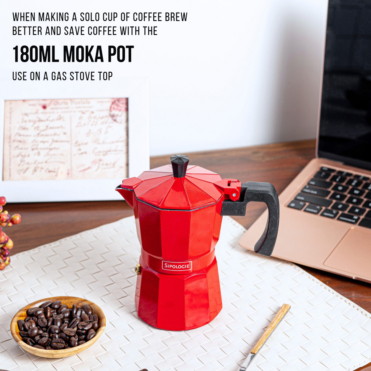Roma Moka Pot Espresso Maker, Red - 180 ml