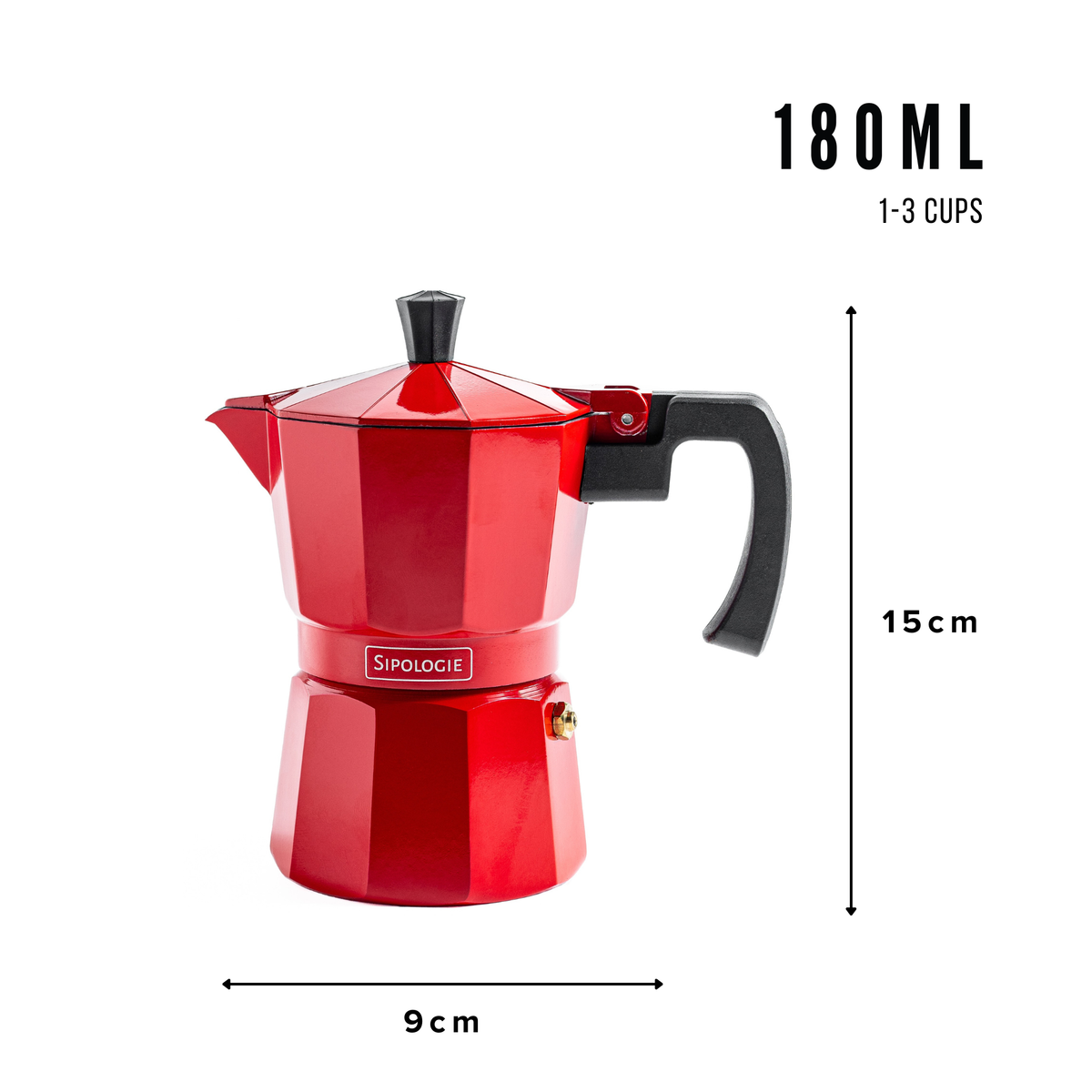 Roma Moka Pot Espresso Maker, Red - 180 ml
