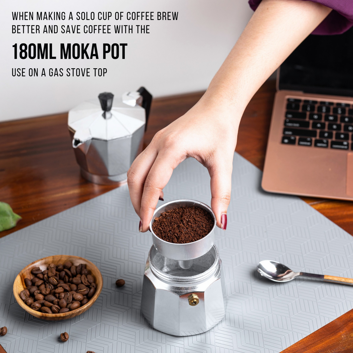 Roma Moka Pot Espresso Maker, Silver - 180 ml