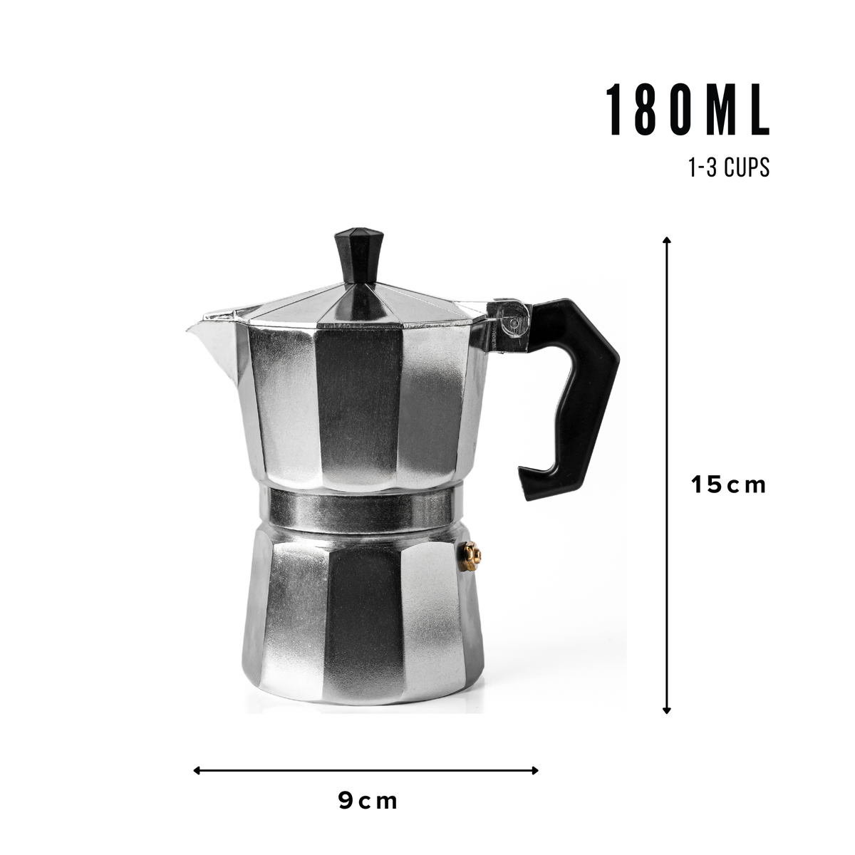 Roma Moka Pot Espresso Maker, Silver - 180 ml