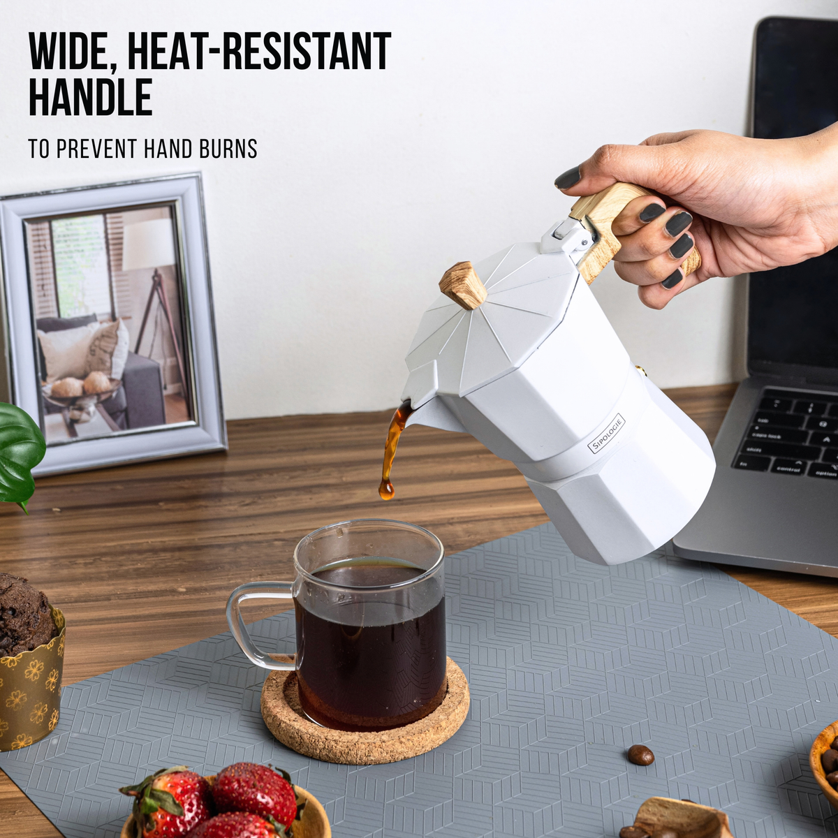 Roma Moka Pot Espresso Maker, White - 180 ml