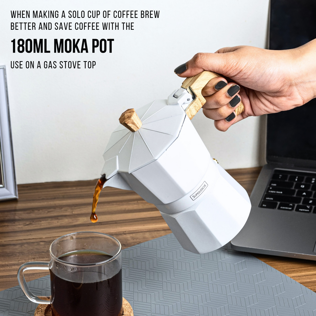 Roma Moka Pot Espresso Maker, White - 180 ml