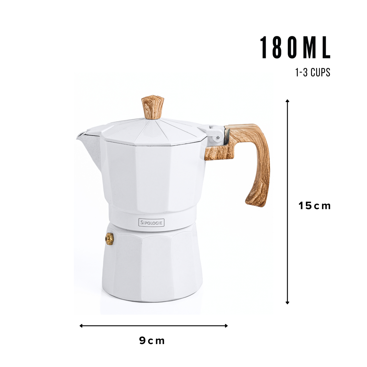 Roma Moka Pot Espresso Maker, White - 180 ml