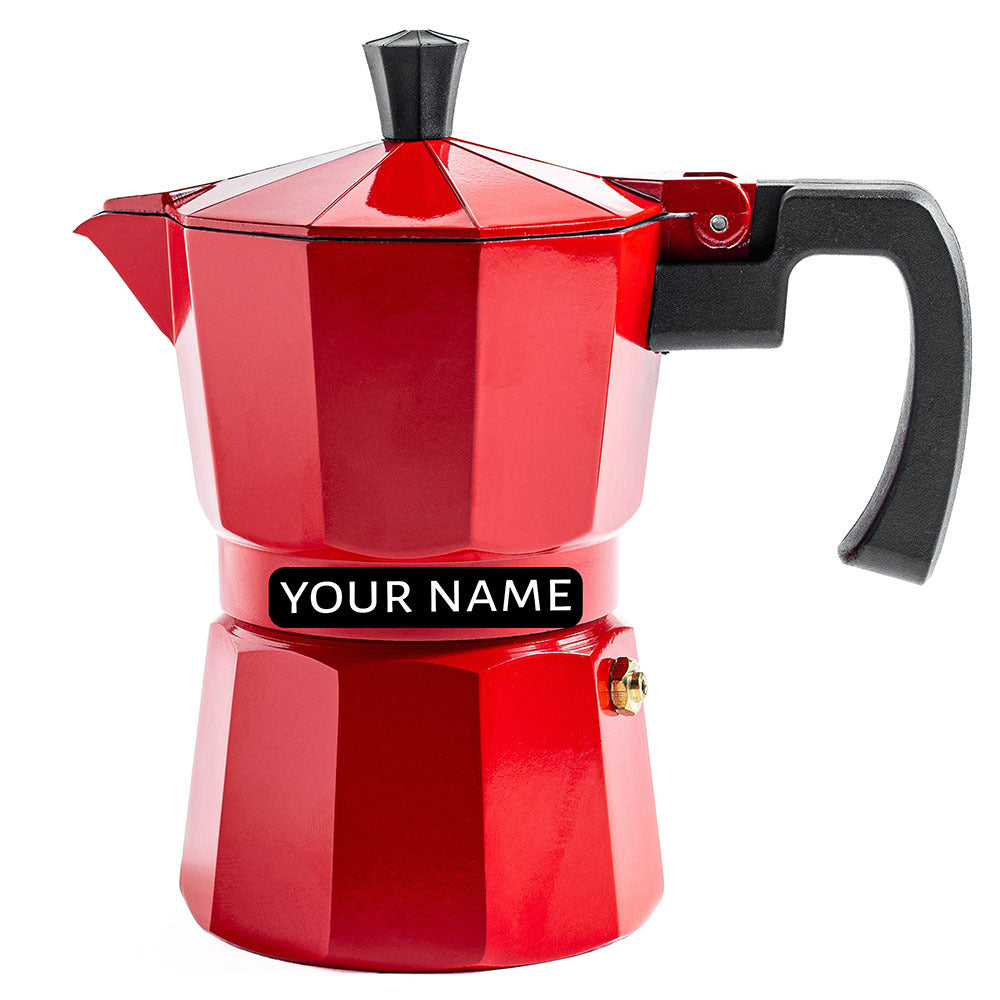 Roma Moka Pot Espresso Maker, Red - 180 ml (Personalised)