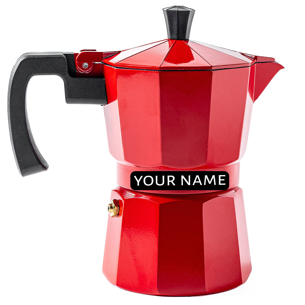 Roma Moka Pot Espresso Maker, Red - 180 ml (Personalised)