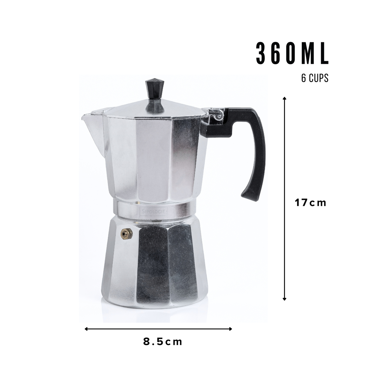Roma Moka Pot Espresso Maker, Silver - 360 ml