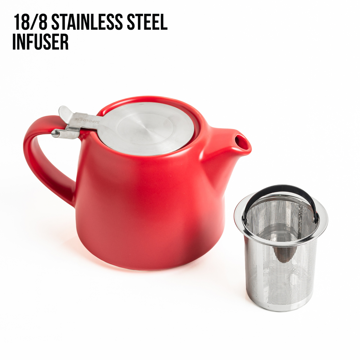 Artisan Ceramic Tea Pot with Infuser, Red - 400ml