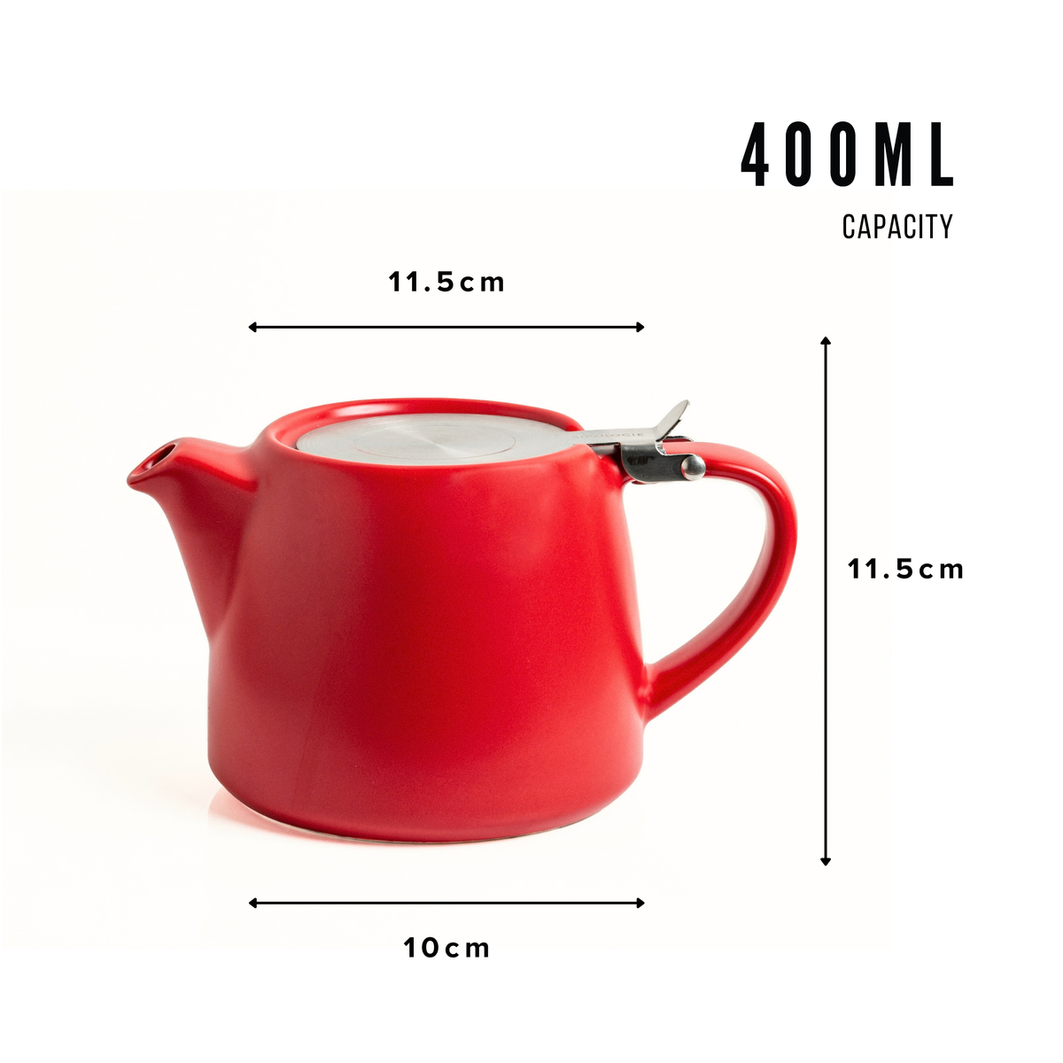 Artisan Ceramic Tea Pot with Infuser, Red - 400ml