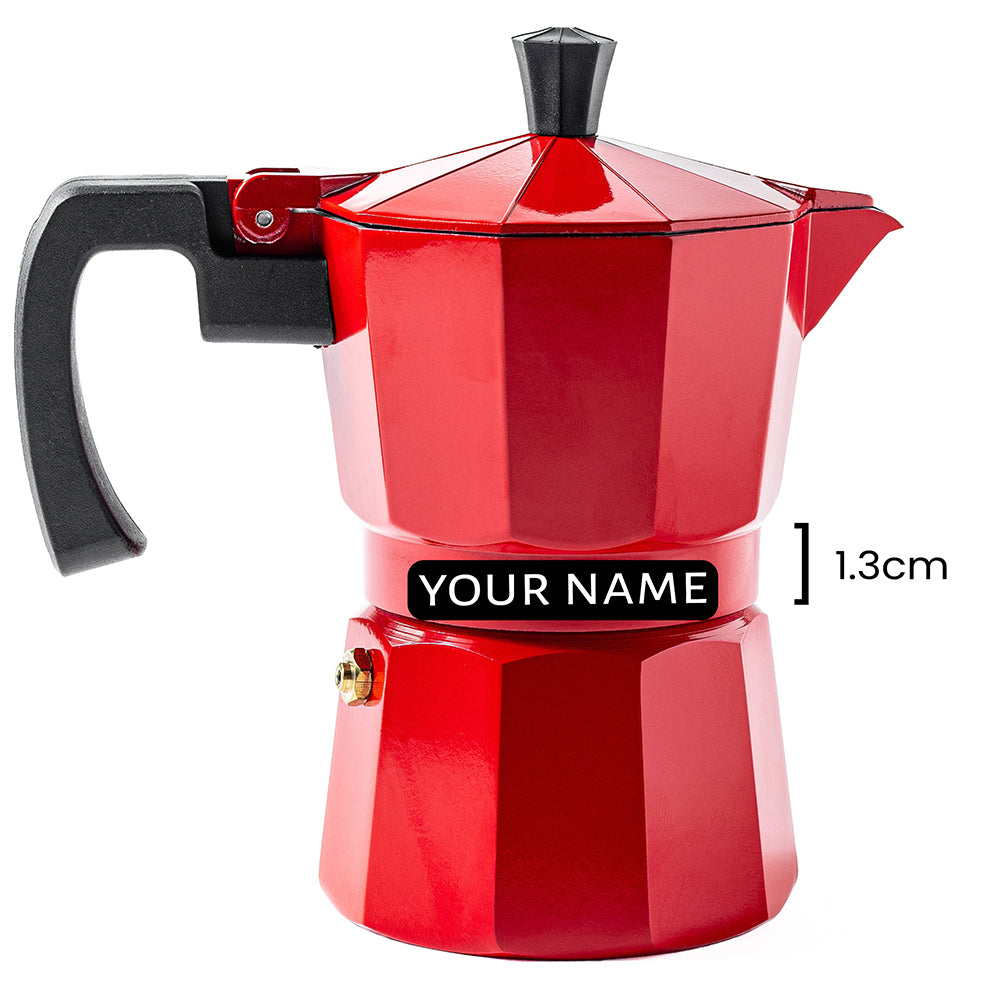 Roma Moka Pot Espresso Maker, Red - 180 ml (Personalised)