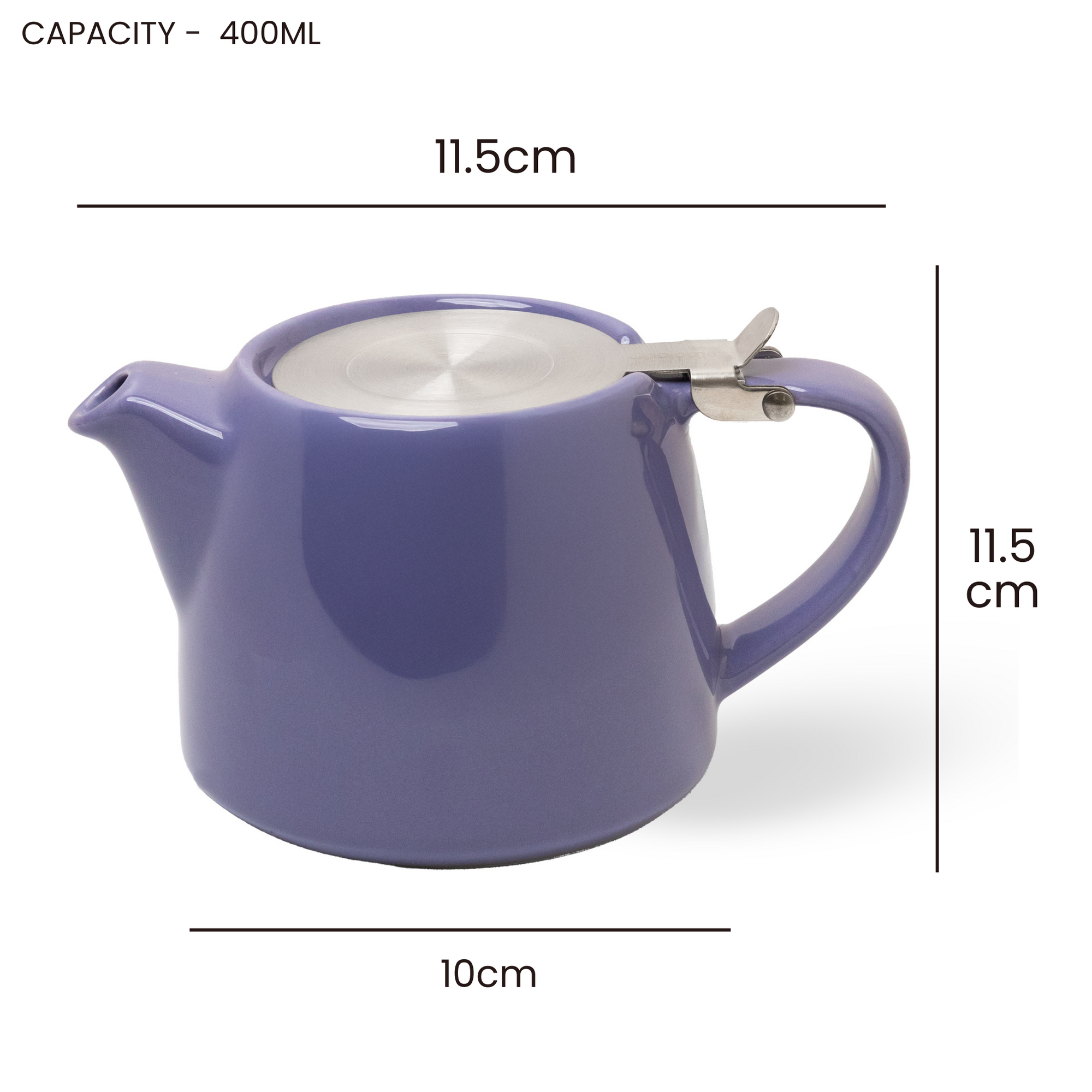 Artisan Ceramic Tea Pot with Infuser, Purple - 400 ml