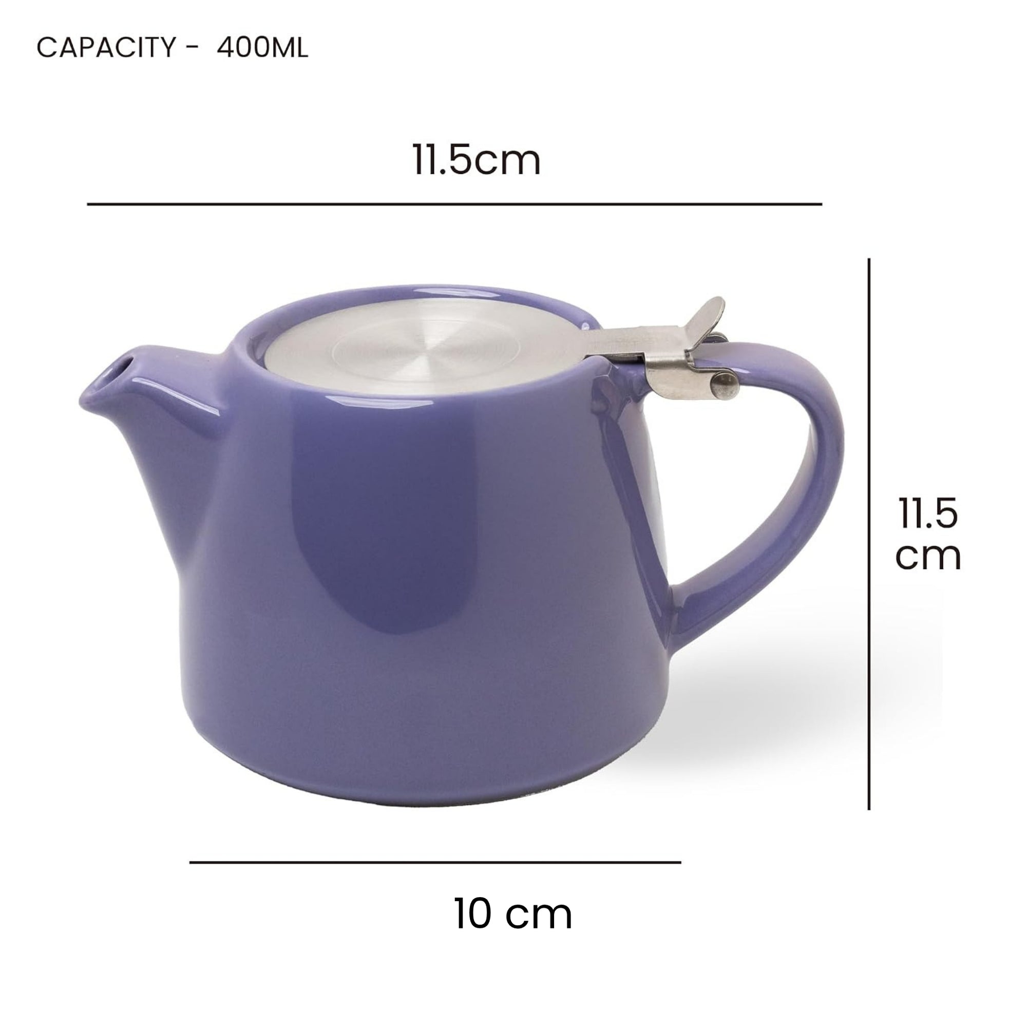 Artisan Ceramic Tea Pot with Infuser, Purple - 400 ml