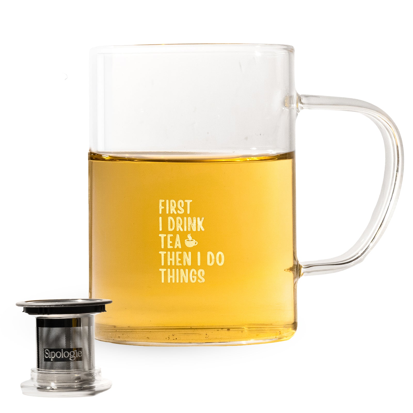 Inspire Glass Tea Mug with Infuser 350ml - First I Drink Tea