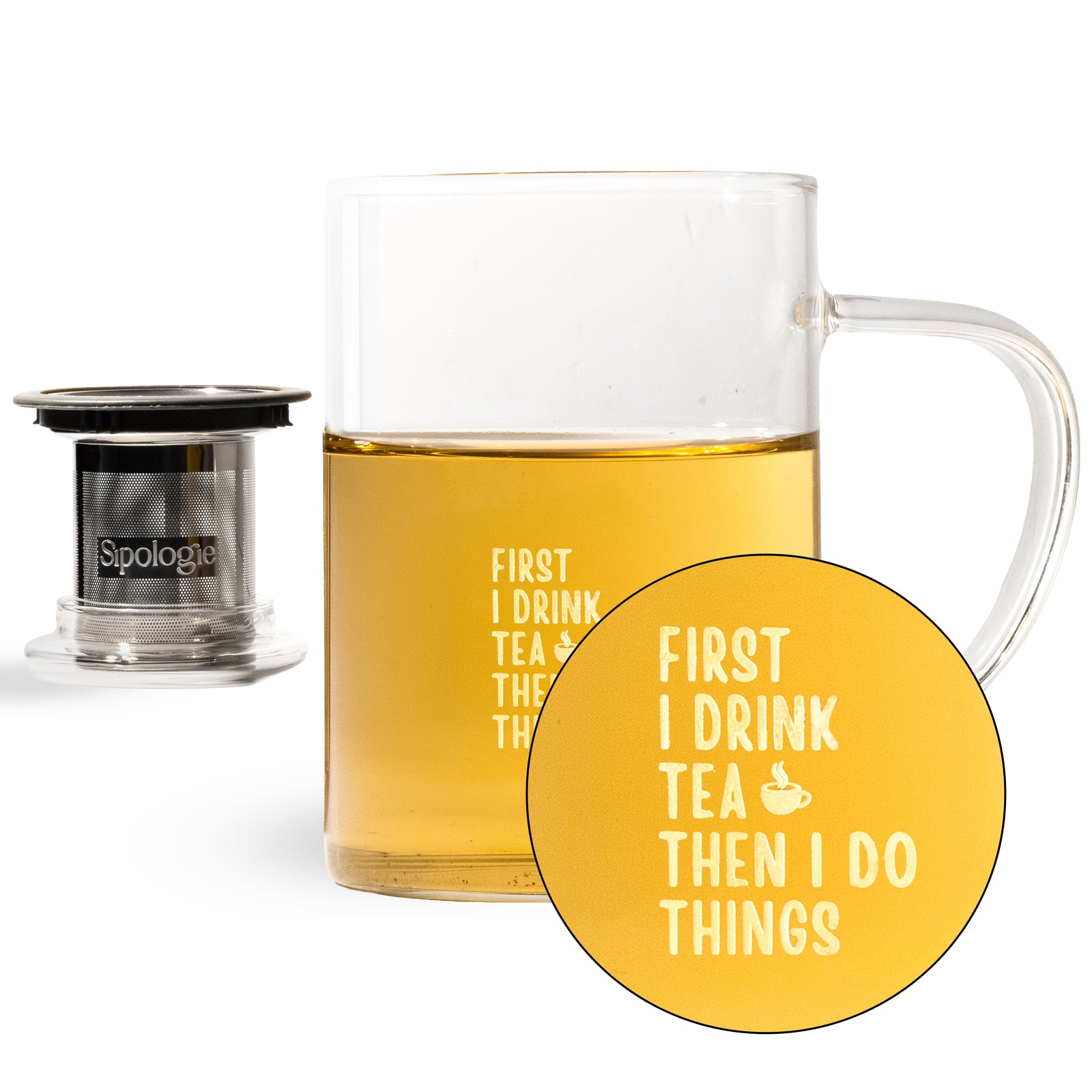 Inspire Glass Tea Mug with Infuser 350ml - First I Drink Tea