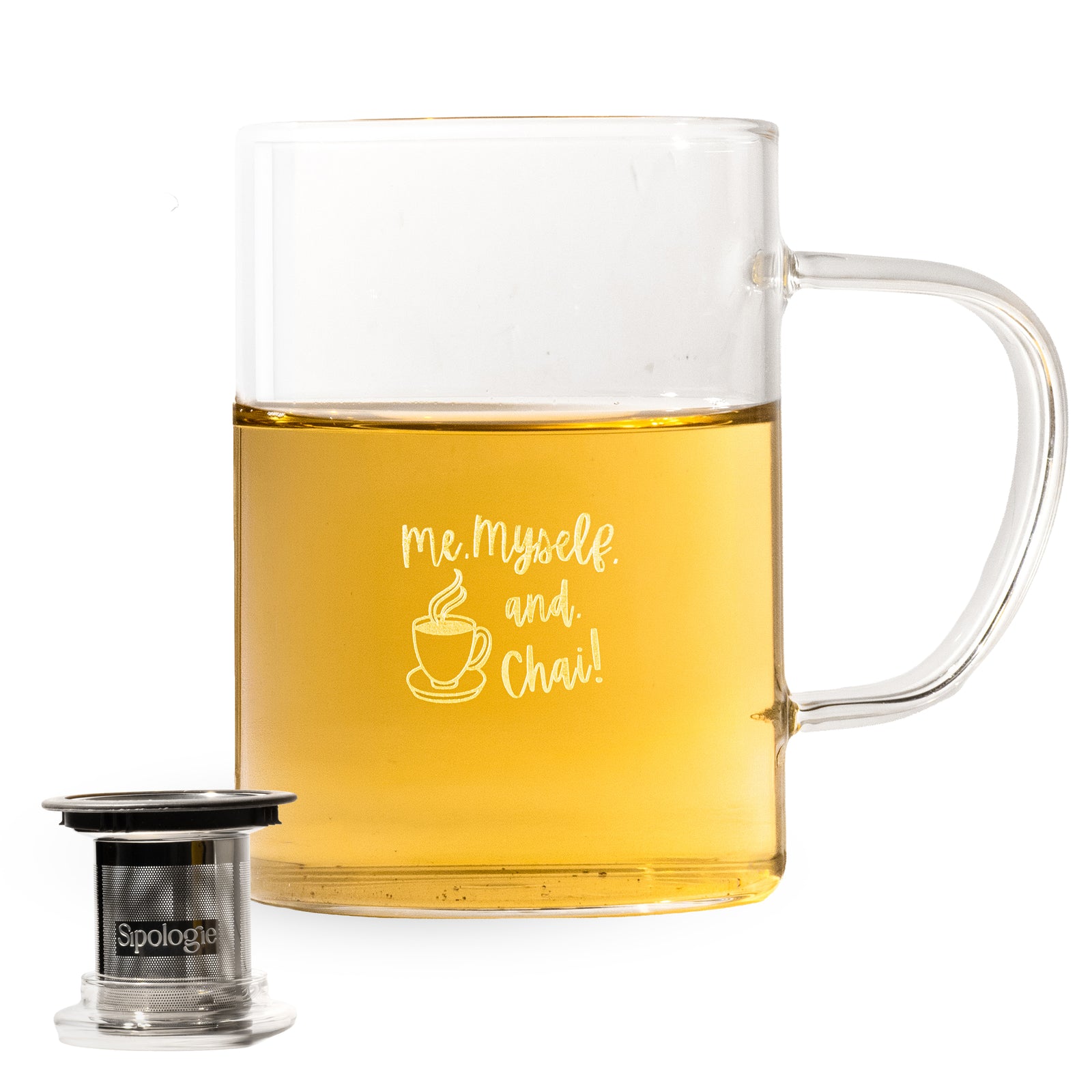 Inspire Glass Tea Mug with Infuser 350ml - Me, Myself & Chai