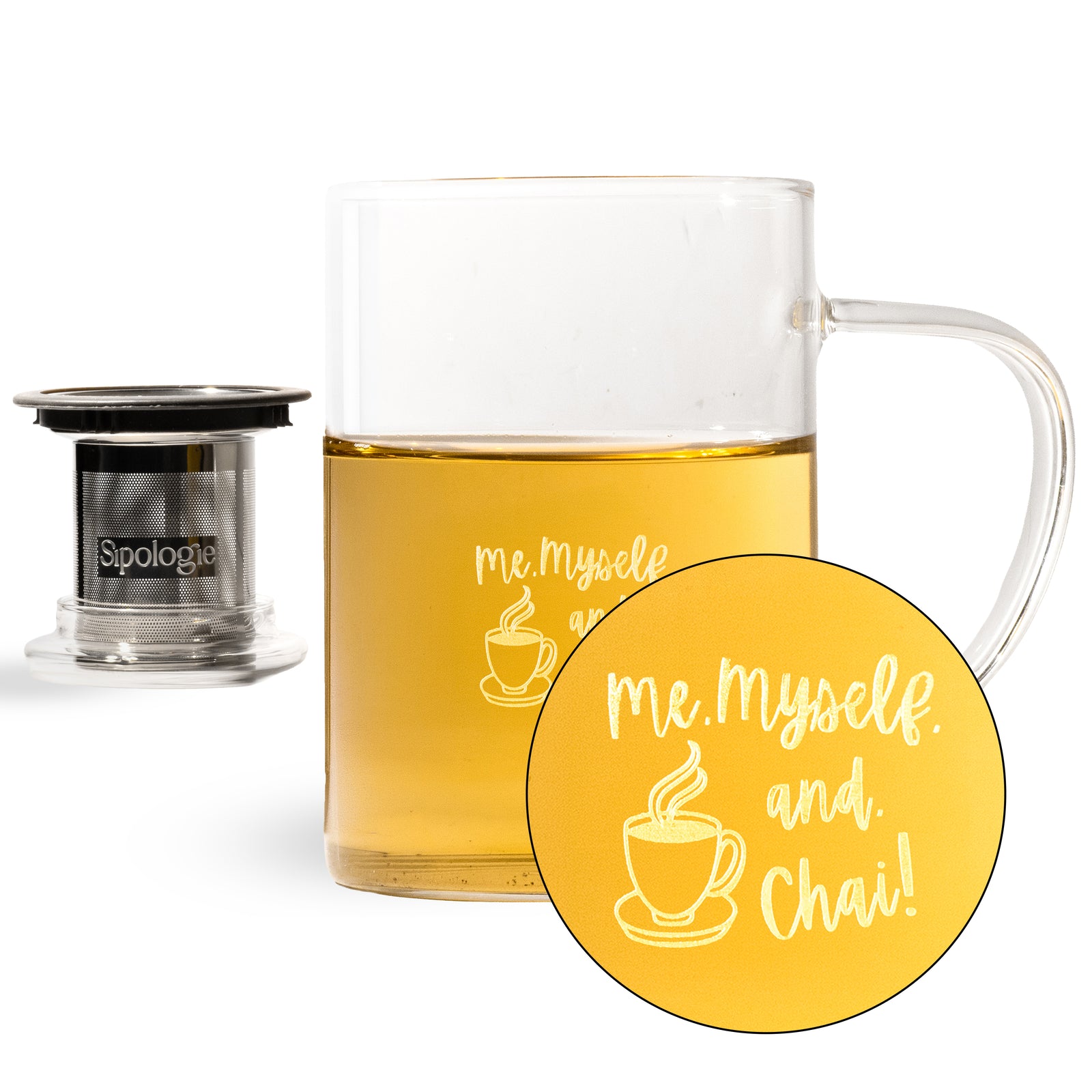 Inspire Glass Tea Mug with Infuser 350ml - Me, Myself & Chai