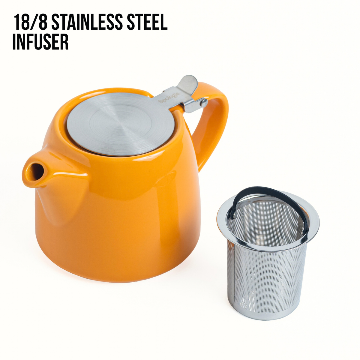 Artisan Ceramic Tea Pot with Infuser, Mandarin - 400 ml