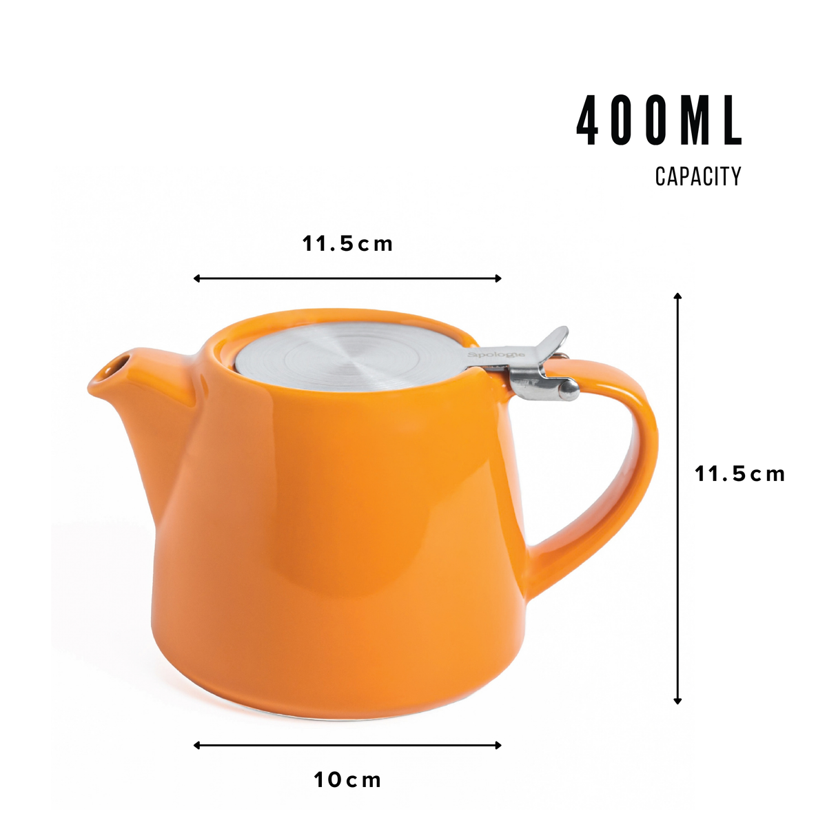 Artisan Ceramic Tea Pot with Infuser, Mandarin - 400 ml