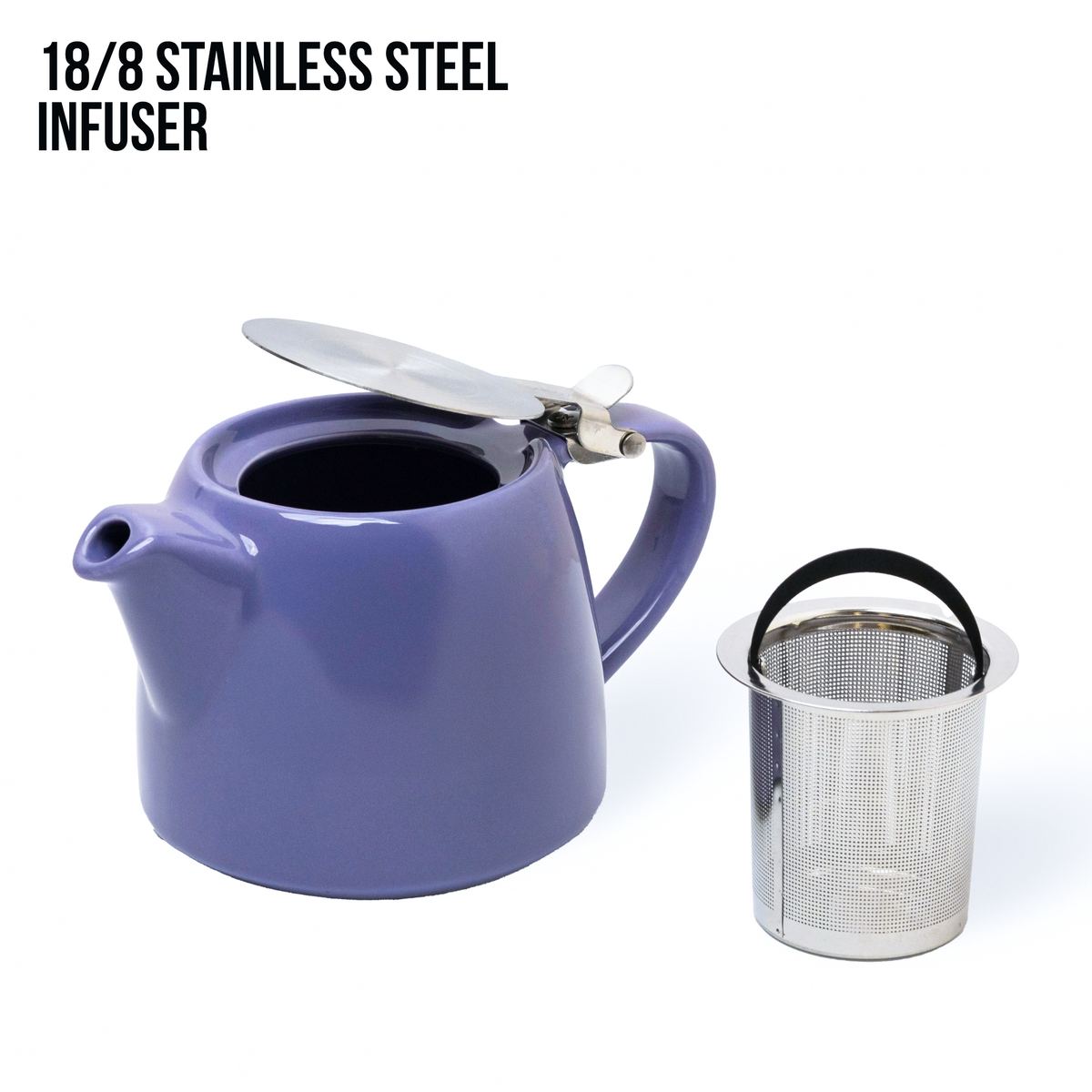 Artisan Ceramic Tea Pot with Infuser, Purple - 400 ml